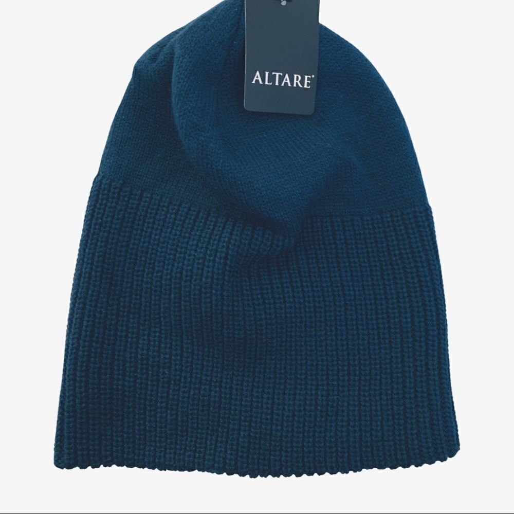 Altare Navy Blue Rib Knit Cuffed Beanie Hat, Unisex One Size - Picture 2 of 7
